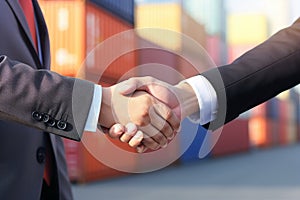 businessman handshake in port