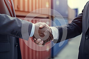 businessman handshake in port