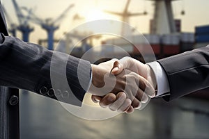 businessman handshake in port