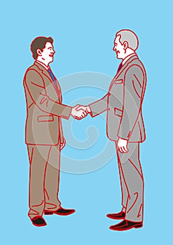 Businessman handshake scene, Vector illustration