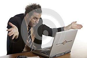 Businessman has computer problem