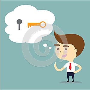 Businessman has solution of problem with key