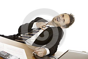 Businessman has stress at job