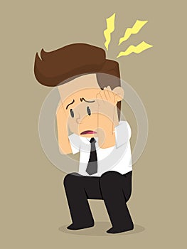 Businessman have a headache because of the problem