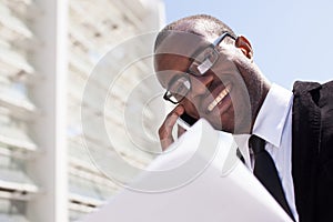 Businessman have phone conversation