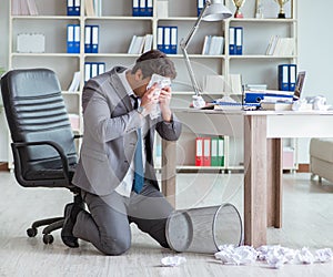 Businessman having fun taking a break in the office at work