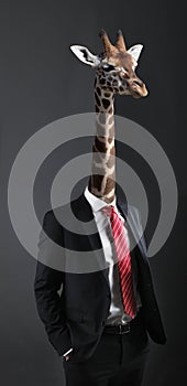 Businessman with head of Giraffe