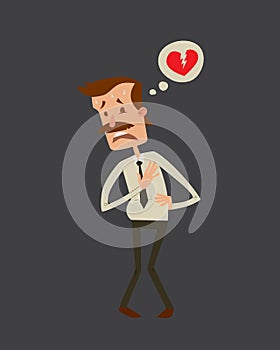 Businessman heart risk man heart attack stress infarct vector illustration smoking drinking alcohol harmful depression