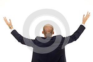 Businessman with his arms up