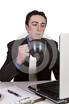 Businessman at His Desk Working