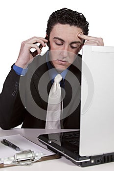 Businessman at His Desk Working