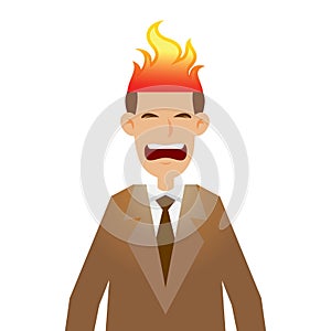 Businessman With His Head on Fire