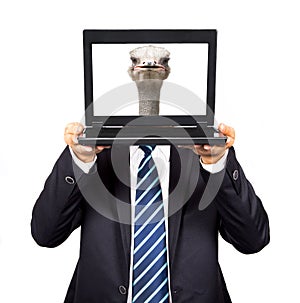 Businessman hold the computer
