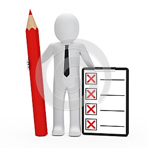 Businessman hold pencil checklist