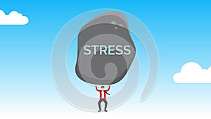 Businessman holding big stone, pressure from too much responsibility concept, overload and stress burden