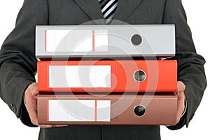 Businessman Holding Binders