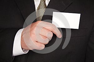 Businessman Holding Blank Business Card