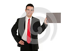 Businessman Holding Blank Card