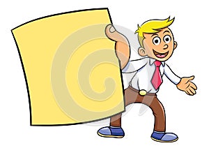 Businessman holding blank notes