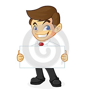 Businessman holding blank sign