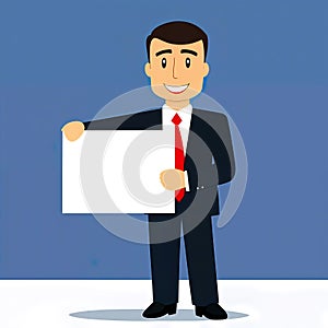 Businessman Holding a Blank Sign Clipart