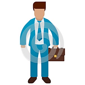 Businessman holding briefcase isolated on white background. Vector illustration flat design. Male cartoon character