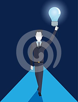 Businessman holding bulb idea creativity business