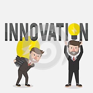 Businessman Holding Bulb Innovation Illustration