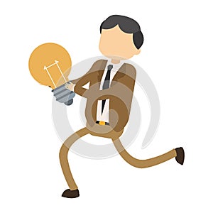 Businessman holding bulb light