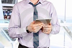 Businessman holding a digital tablet