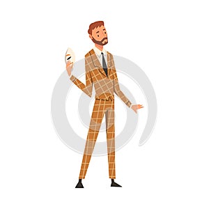 Businessman Holding Face Mask, Man Changing His Personality or Individuality to Conform to Social Requirements Vector