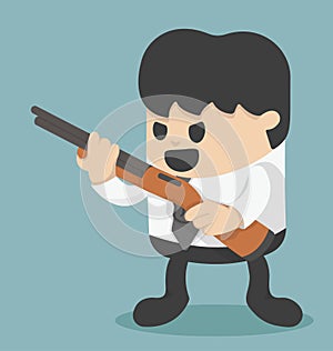 Businessman holding a gun