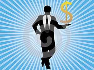Businessman holding in his hand dollar
