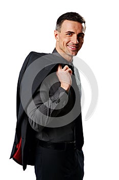 Businessman holding jacket over his shoulder