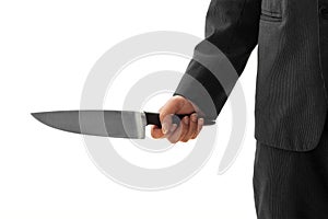 Businessman Holding Knife ready to attack conceptual image Isolated