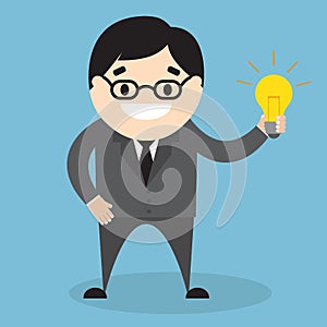 Businessman holding a lamp