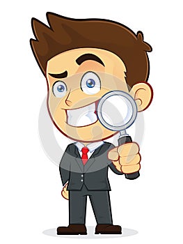 Businessman Holding a Magnifying Glass