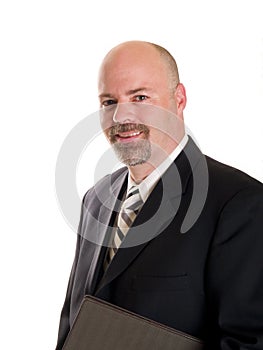 Businessman holding notebook
