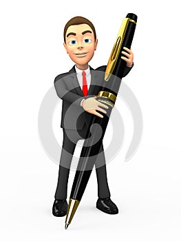 Businessman holding a pen