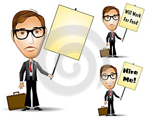 Businessman Holding Sign