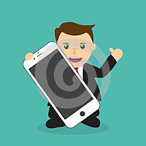 Businessman holding smartphone