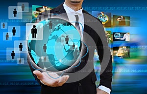 Businessman holding The social network.