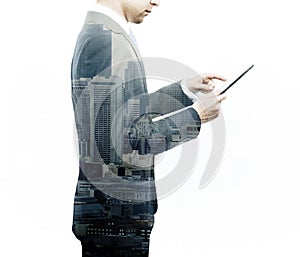 Businessman holding tablet