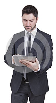 Businessman holding tablet
