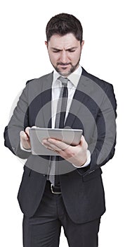 Businessman holding tablet