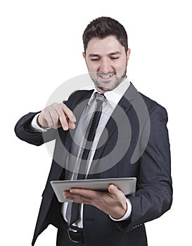 Businessman holding tablet