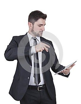 Businessman holding tablet