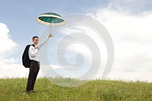 Businessman Holding an Umbrella