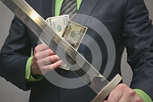 Finance insurance agent. Money deposite safety agent. photo