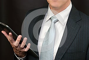 Businessman Holds Tablet, Torsi